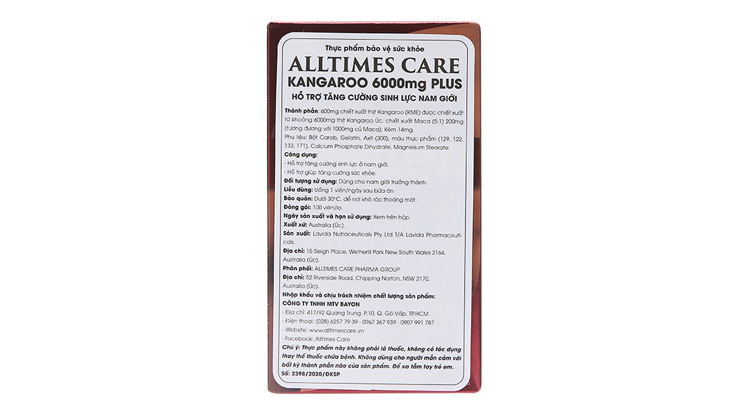 Viên Uống Tăng Cường Sinh Lý Nam Alltimes Care Kangaroo 6000mg Plus Hộp/100V