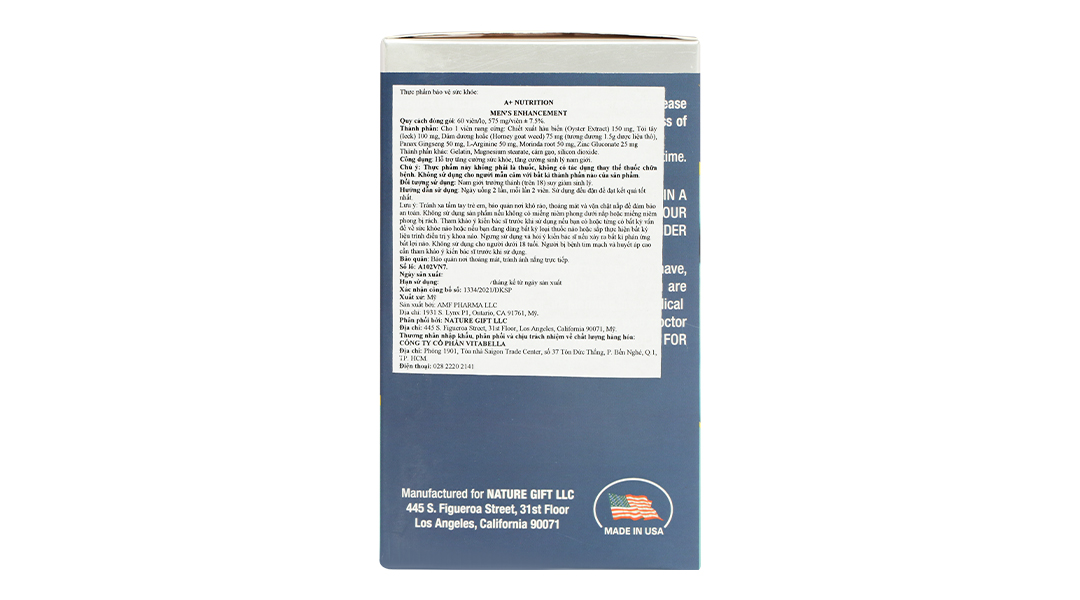 Thực Phẩm Bảo Vệ Sức Khỏe Vitabella A+ Nutrition Men'S Enhancement 60v/Hộp