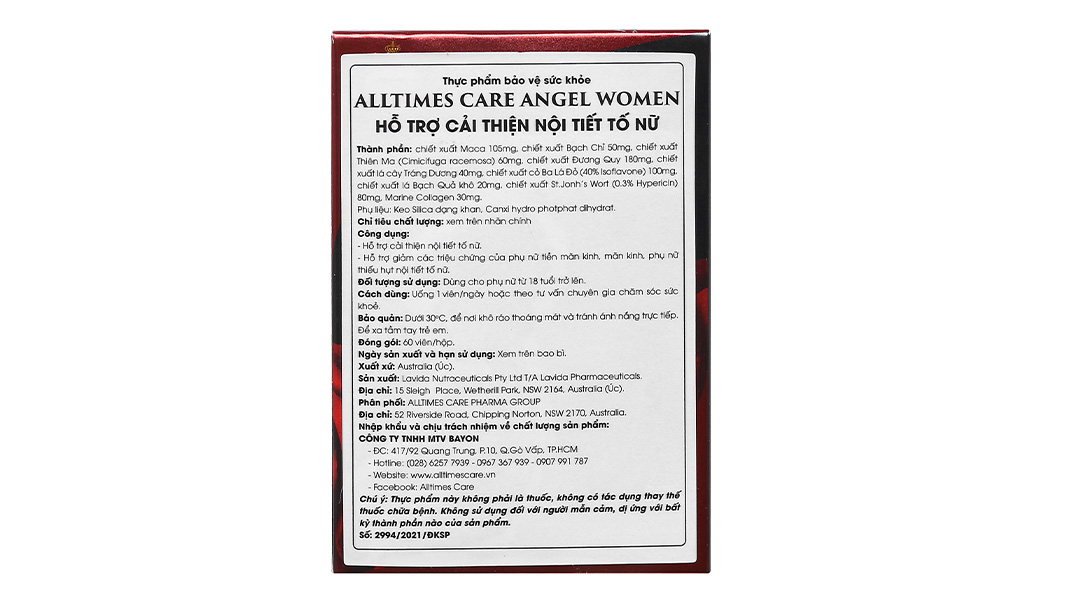 Viên Uống Hỗ Trợ Cải Thiện Nội Tiết Tố Nữ Alltimes Care Angel Women hộp 60 viên