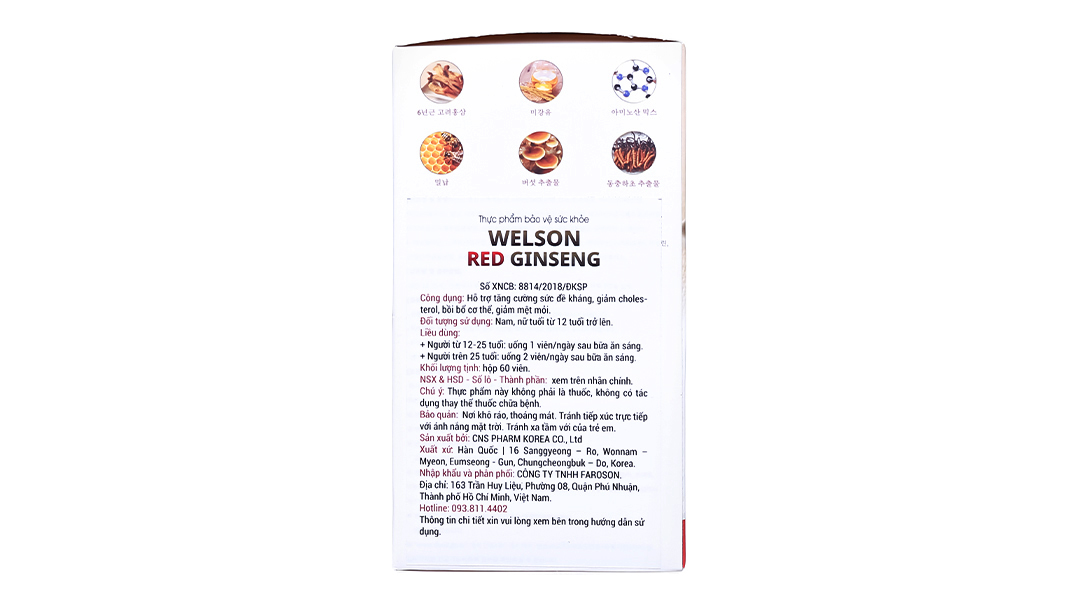 Welson Red Ginseng hộp 60 viên - 05/2026 | nhathuocankhang.com