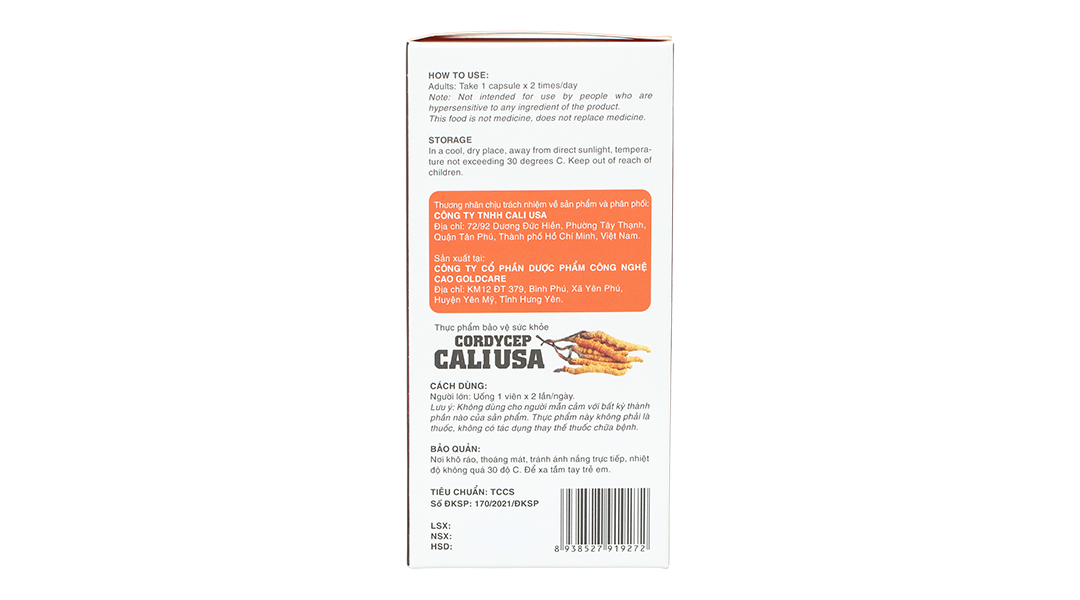 Cordycep Cali USA Đông Trùng Hạ Thảo
