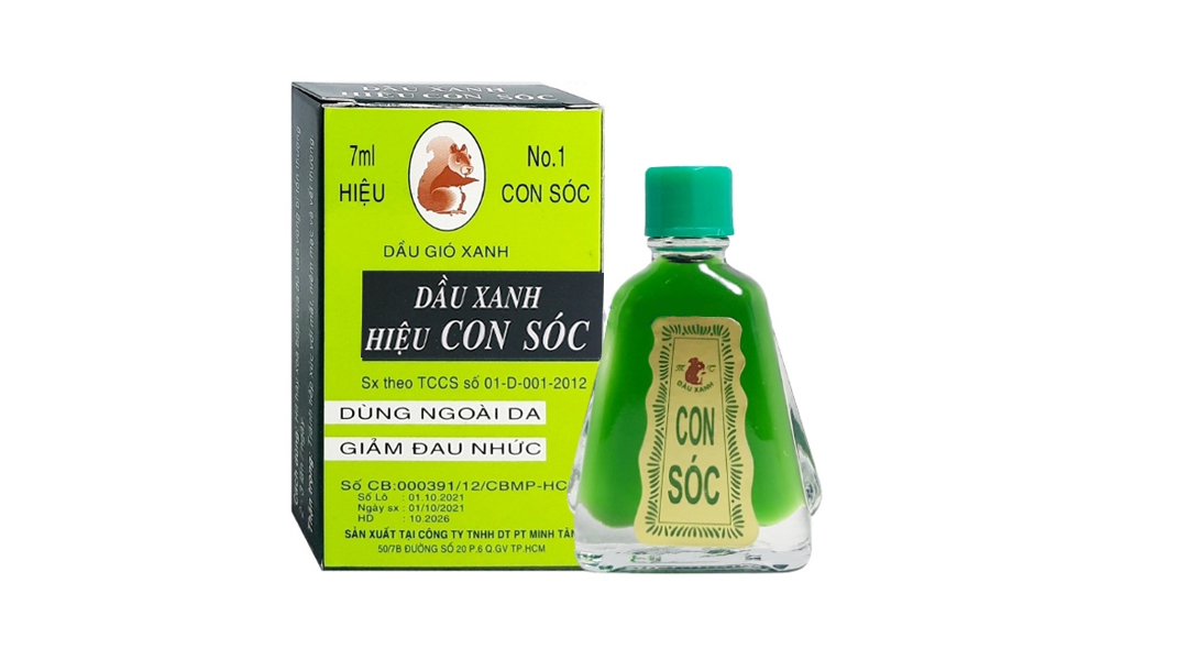 Dầu gió xanh hiệu Con Sóc giảm nhức đầu, đau bụng