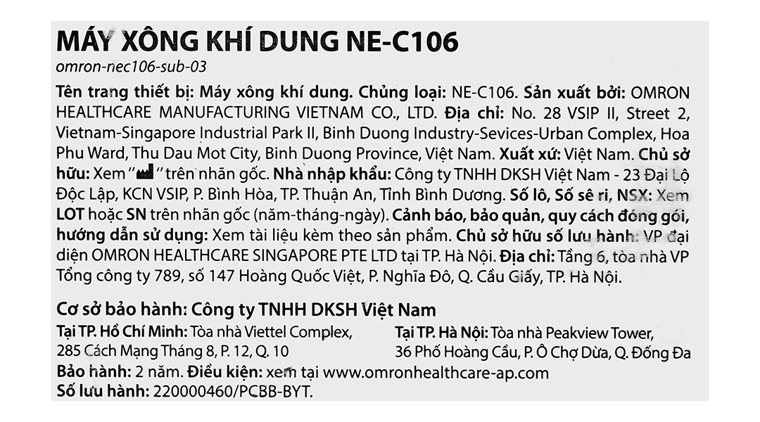 Máy xông khí dung mũi họng Omron NE-C106