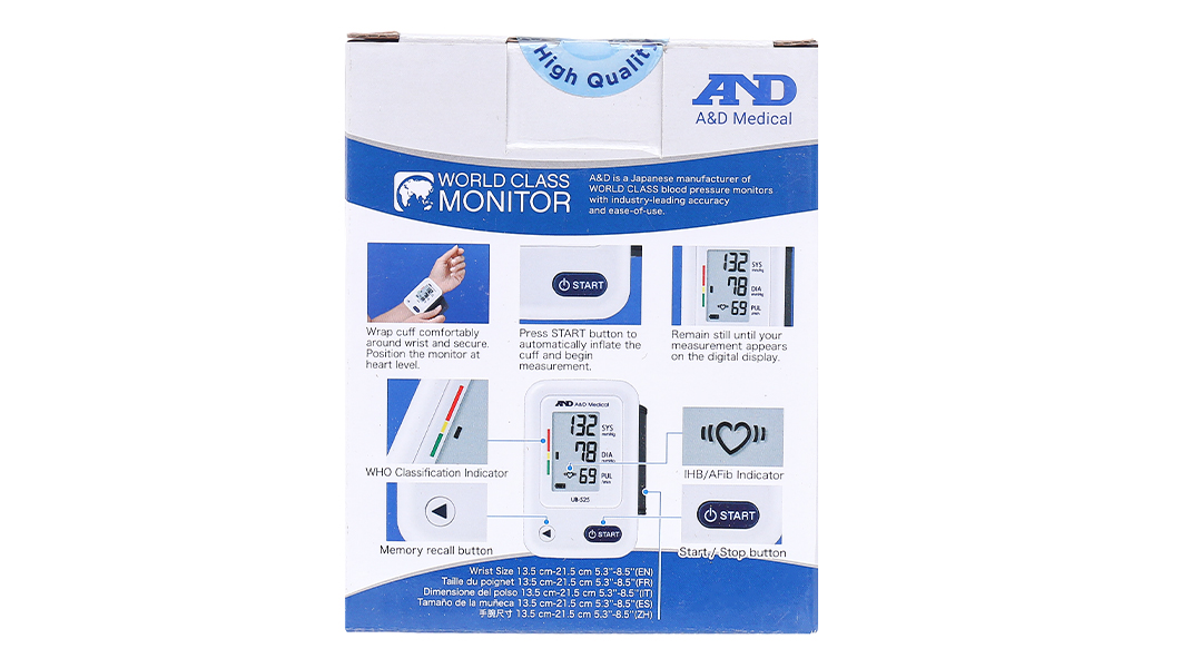 Máy đo huyết áp cổ tay AND UB-525