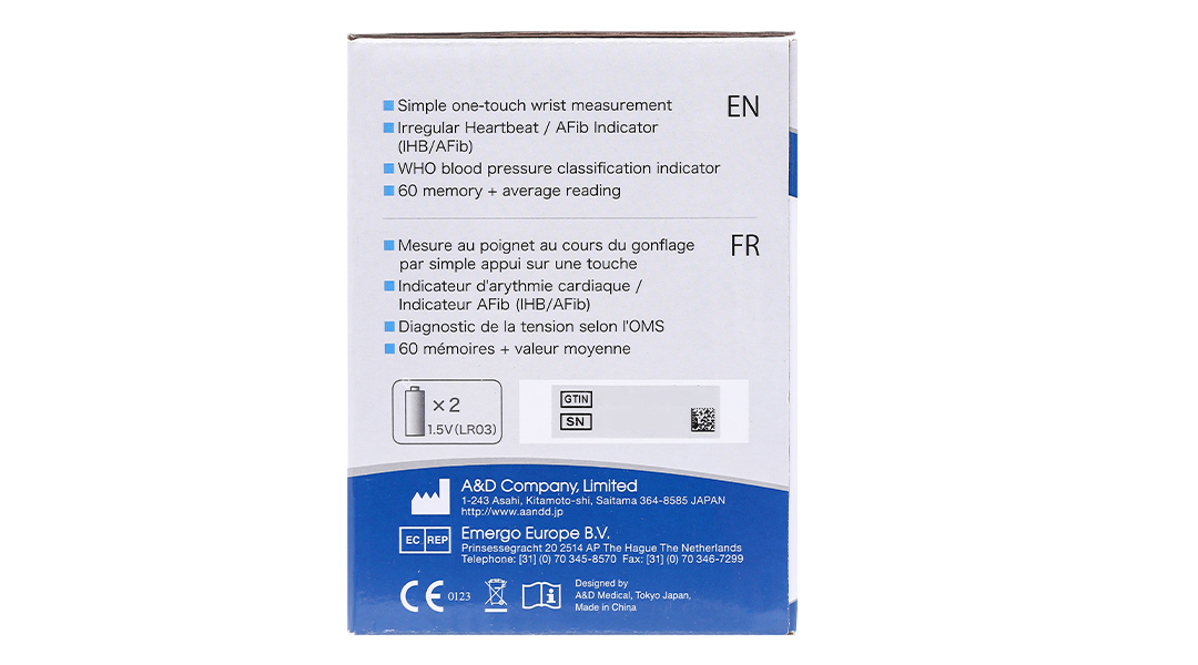 Máy đo huyết áp cổ tay AND UB-525