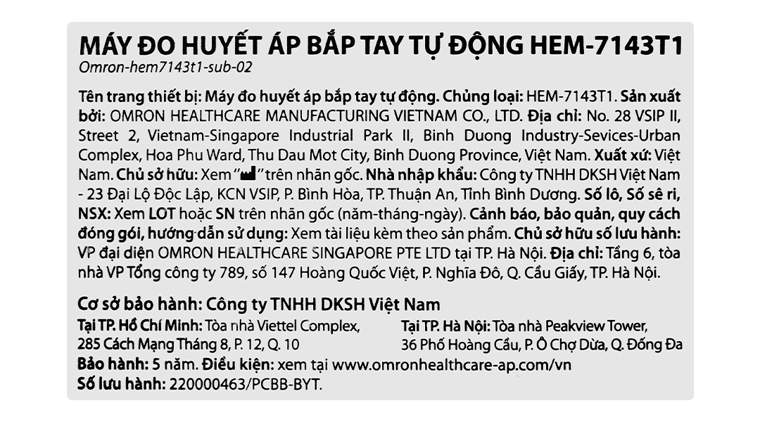 Máy đo huyết áp bắp tay Omron HEM-7143T1