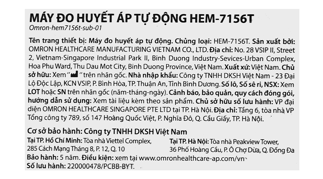Máy đo huyết áp bắp tay Omron HEM-7156T