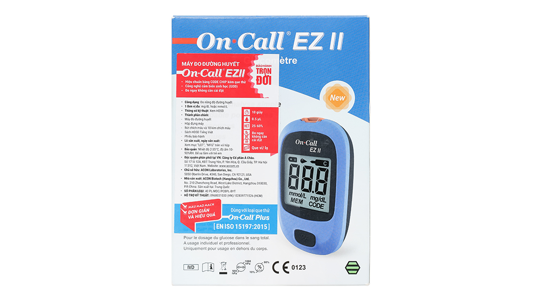Máy đo đường huyết Acon On Call EZ II (không tặng kèm que thử)