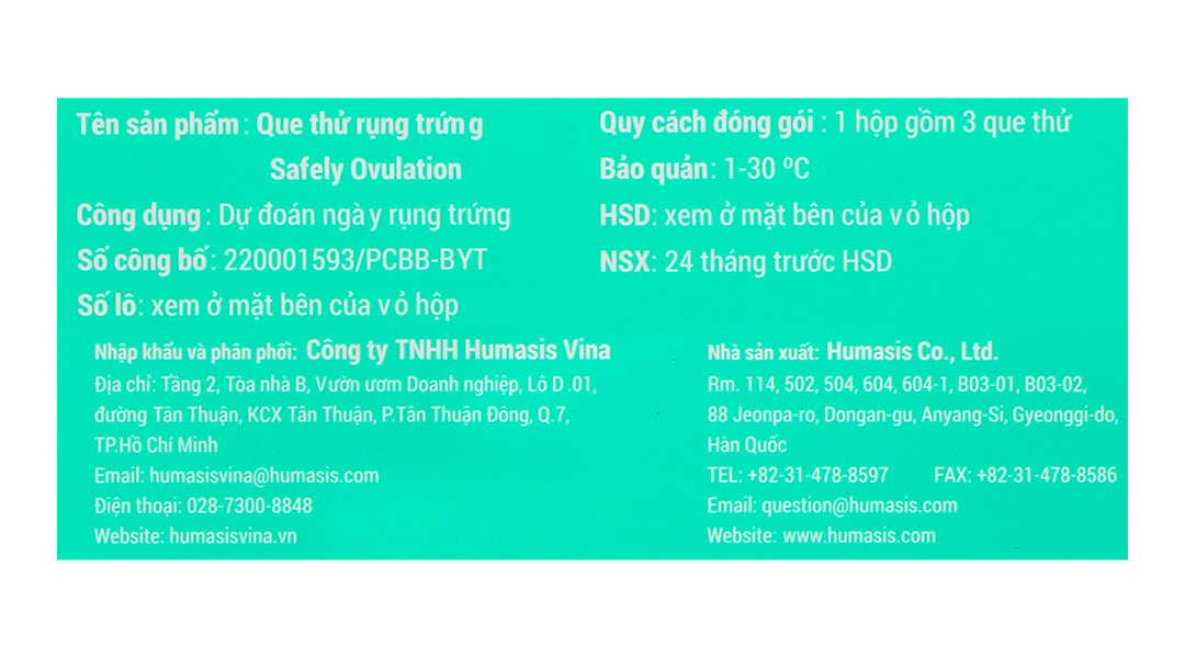 Que thử rụng trứng Safely Ovulation