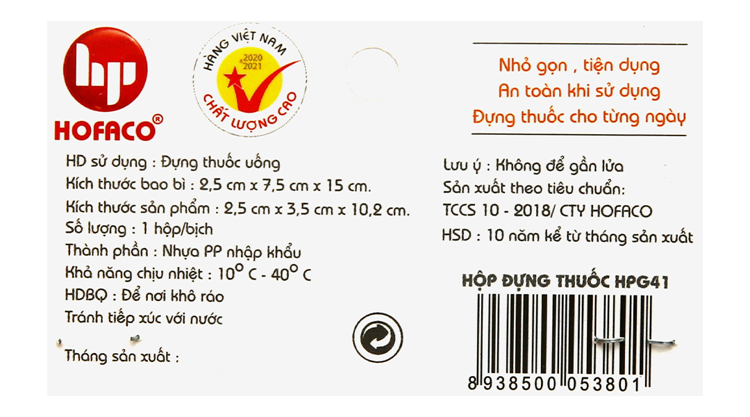 Dụng cụ phân liều thuốc 1 ngày Hofaco