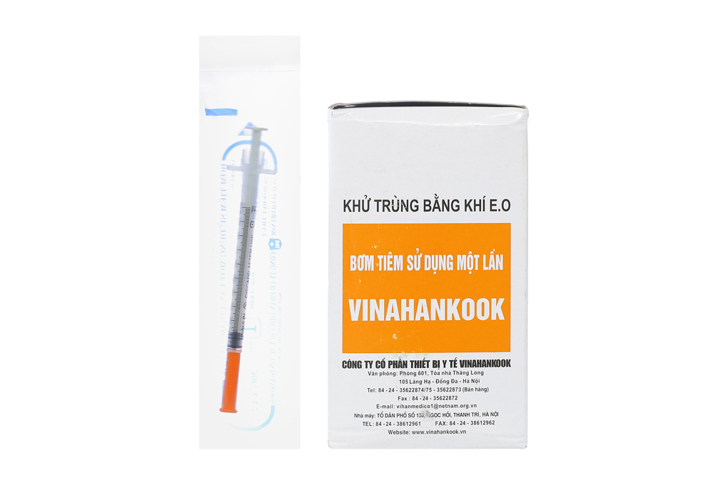 Bơm kim tiêm Insulin Vinahankook (1ml/100IU)