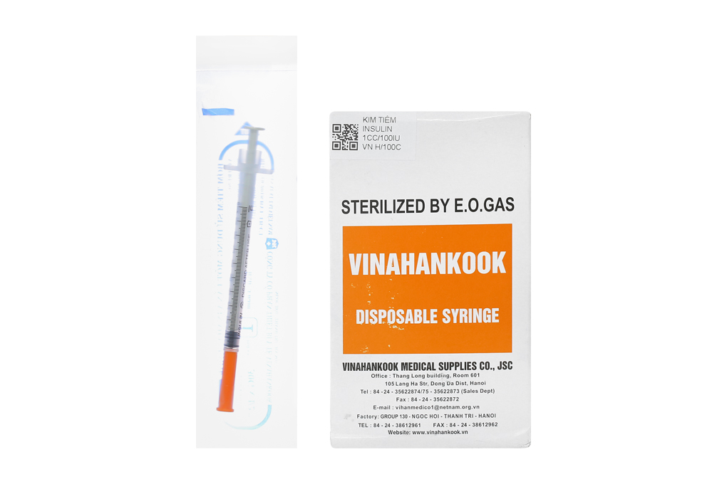 Bơm kim tiêm Insulin Vinahankook (1ml/100IU)