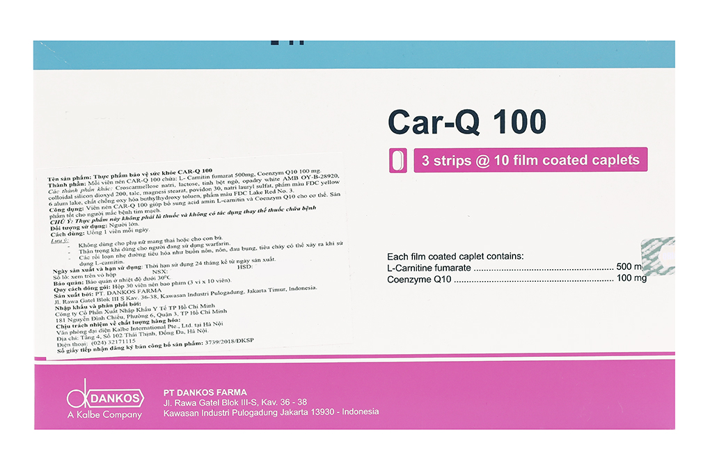 Car -Q 100Mg hộp 30 viên