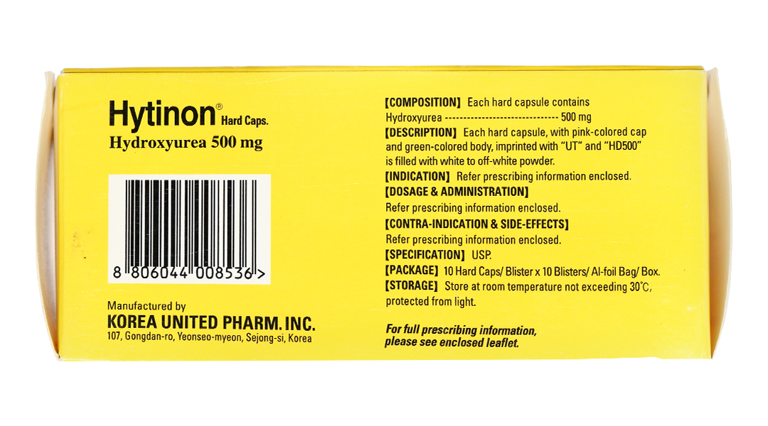 Hytinon 500mg chỉ định điều trị bạch cầu mạn tính dòng tủy