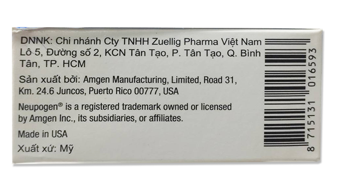 Dung dịch tiêm Neupogen 30MU/0.5ml điều trị giảm bạch cầu trung tính