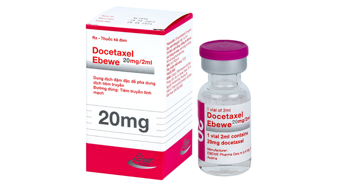 Dung dịch tiêm Docetaxel Ebewe 20mg/2ml điều trị ung thư vú