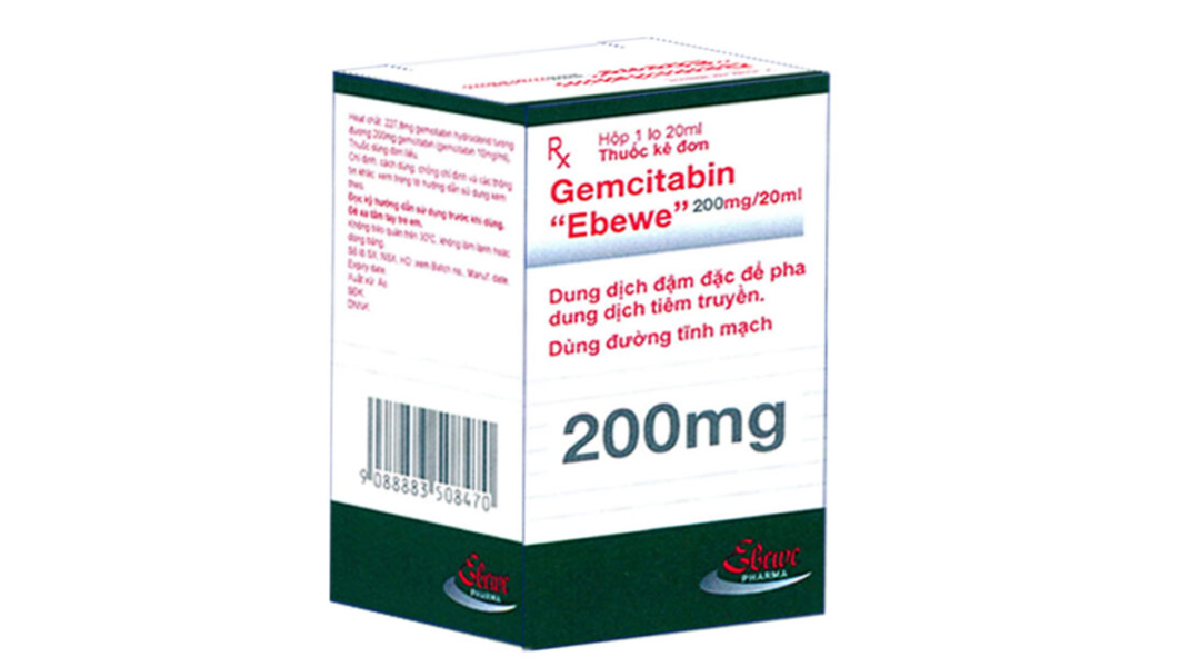 Dung dịch tiêm Gemcitabin Ebewe 200mg/20ml điều trị ung thư bàng quang