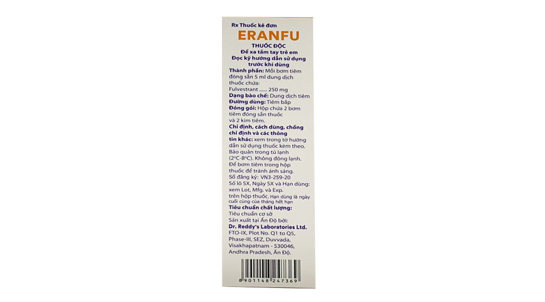 Thuốc tiêm Eranfu 250mg/5ml điều trị ung thư vú ở phụ nữ sau mãn kinh