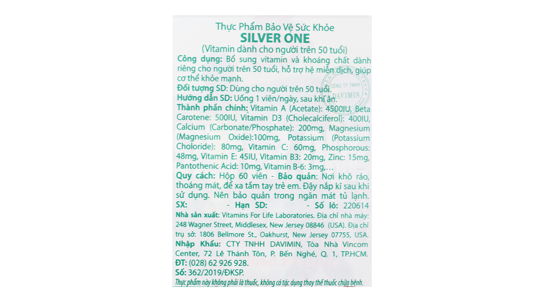 Viên Uống Bổ Sung Vitamin Forlife Silver One