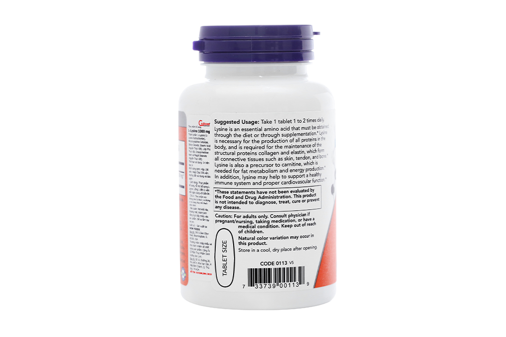 Now L-Lysine 1000mg hộp 100v