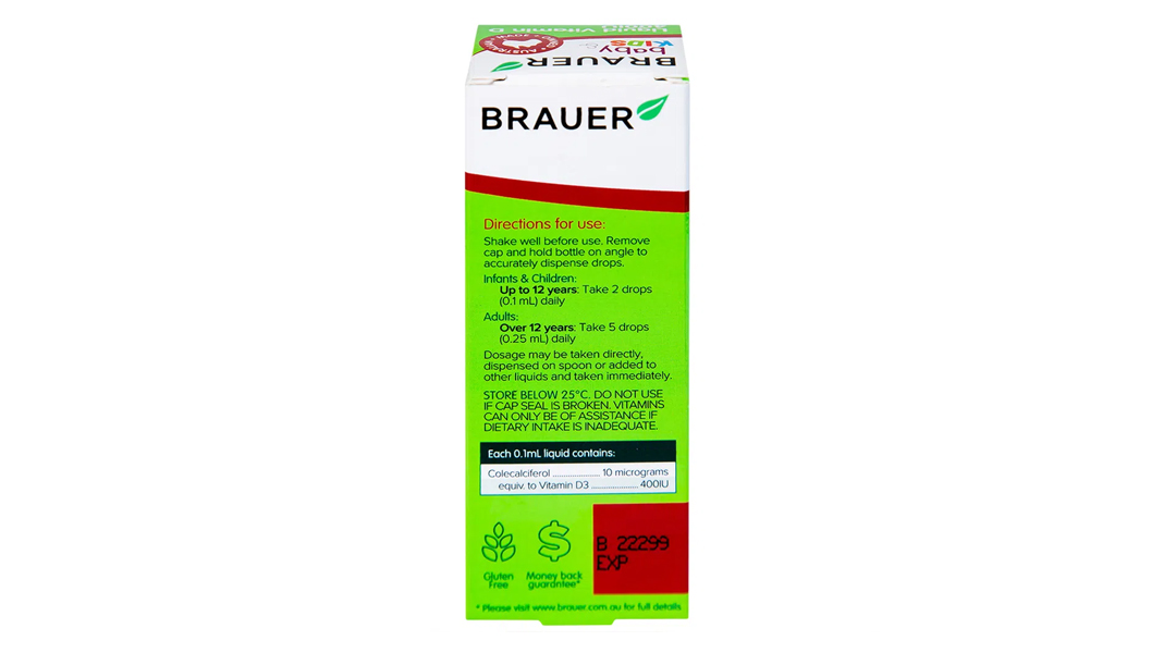 Brauer Baby & Kids Liquid Vitamin D 400iu 10M
