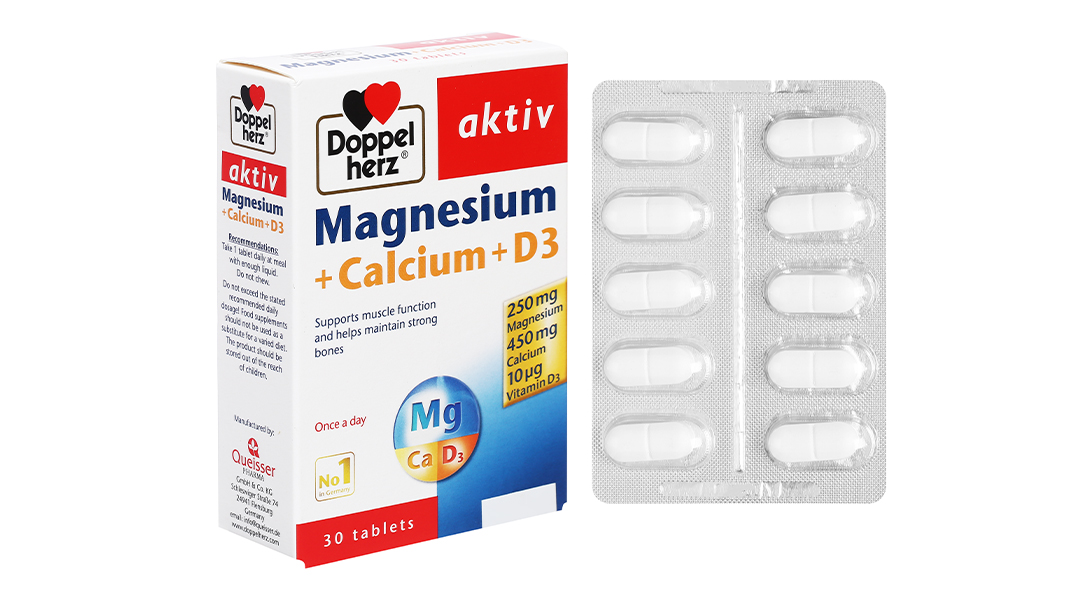 Doppelherz Aktiv Magnesium+Calcium+D3 hộp 30 viên