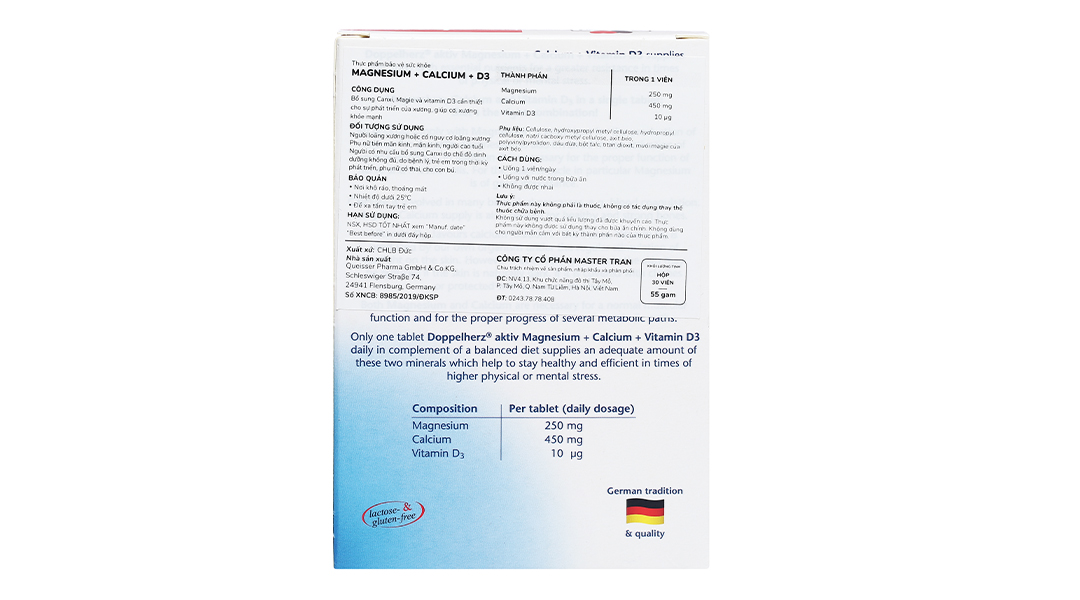 Doppelherz Aktiv Magnesium+Calcium+D3 hộp 30 viên