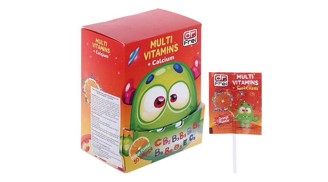 Dr.Frei Kẹo Mút Hương Cam Multivitamins + Calcium (Cái)