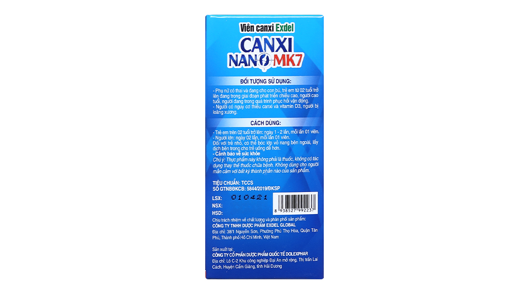 Viên Canxi Exdel Nano MK7 giúp xương răng chắc khỏe