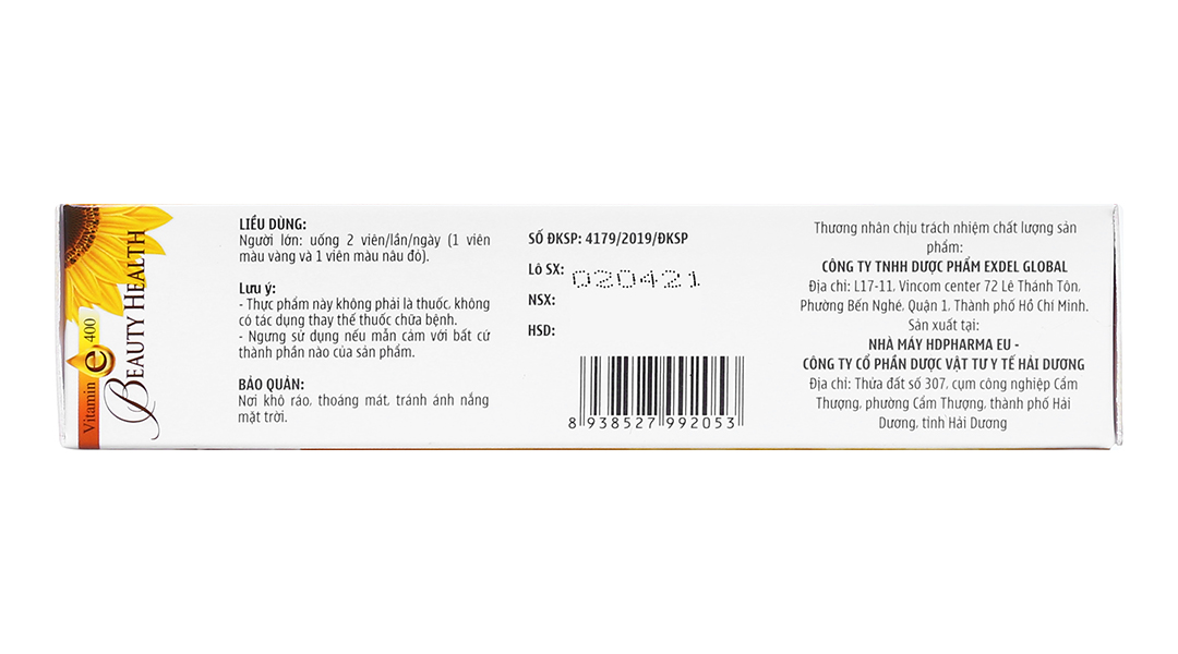Vitamin E 400 Beauty Health hộp 30 viên