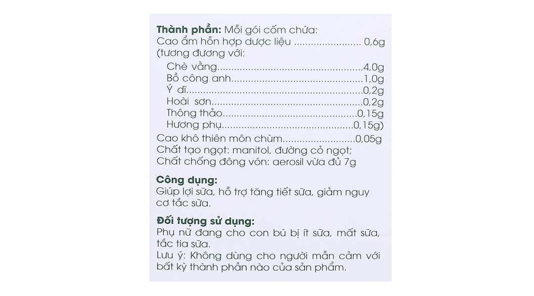 Cốm Lợi Sữa Ích Nhân