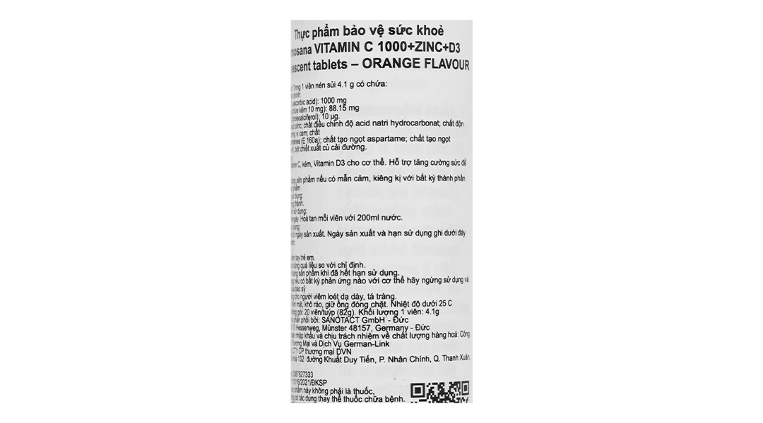 Viên Sủi Demosana C1000 + Zinc + D3 Vị Cam