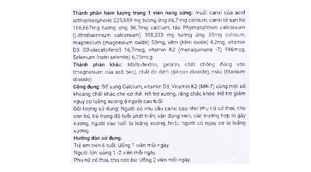 Thực phẩm bảo vệ sức khỏe Menacal