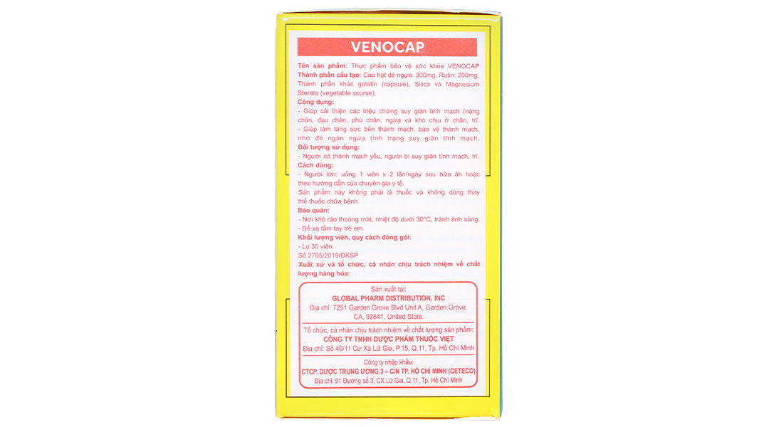 Venocap hộp 30 viên hỗ trợ giảm suy giãn tĩnh mạch - 05/2026 ...