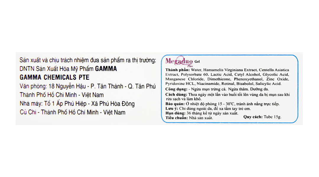 Gel Megaduo Plus ngừa mụn trứng cá, ngừa thâm