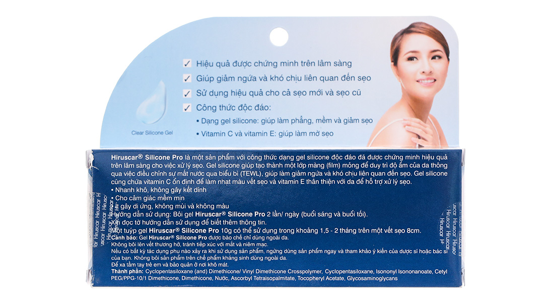 Gel Hiruscar Silicone Pro giúp làm mờ và nhạt màu vết sẹo