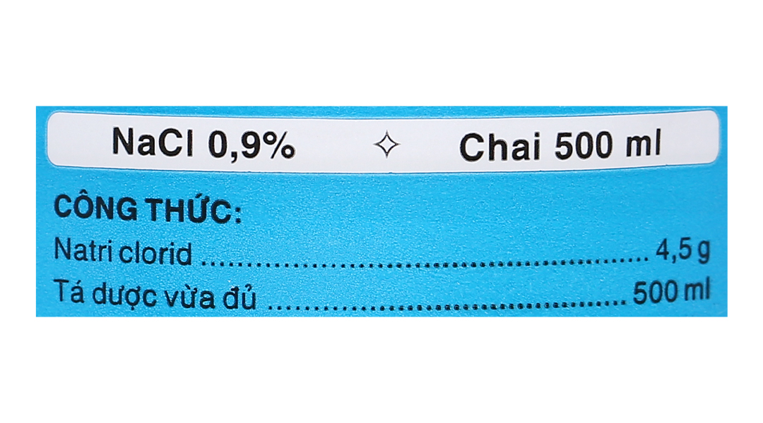 Nước muối Natri Clorid 0.9% F.T Pharma dùng rửa vết thương, súc miệng