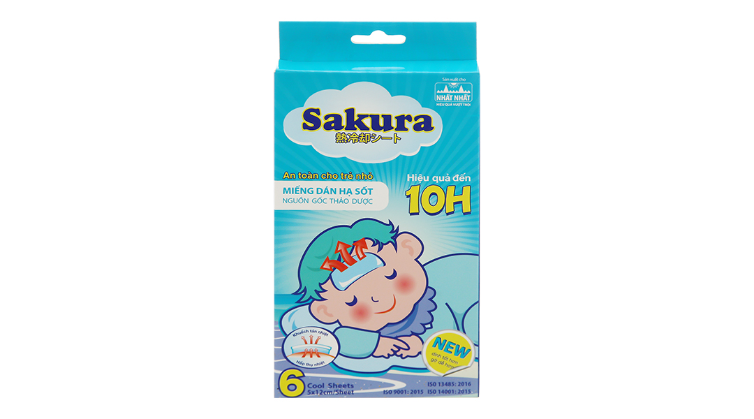 Miếng dán hạ sốt Sakura giúp hạ nhiệt, giảm đau, giảm say nắng cho bé