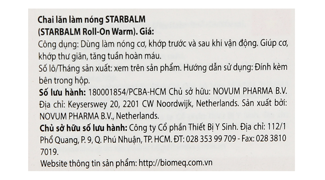 Chai lăn Starbalm Roll-On làm nóng, giúp thư giãn cơ và khớp