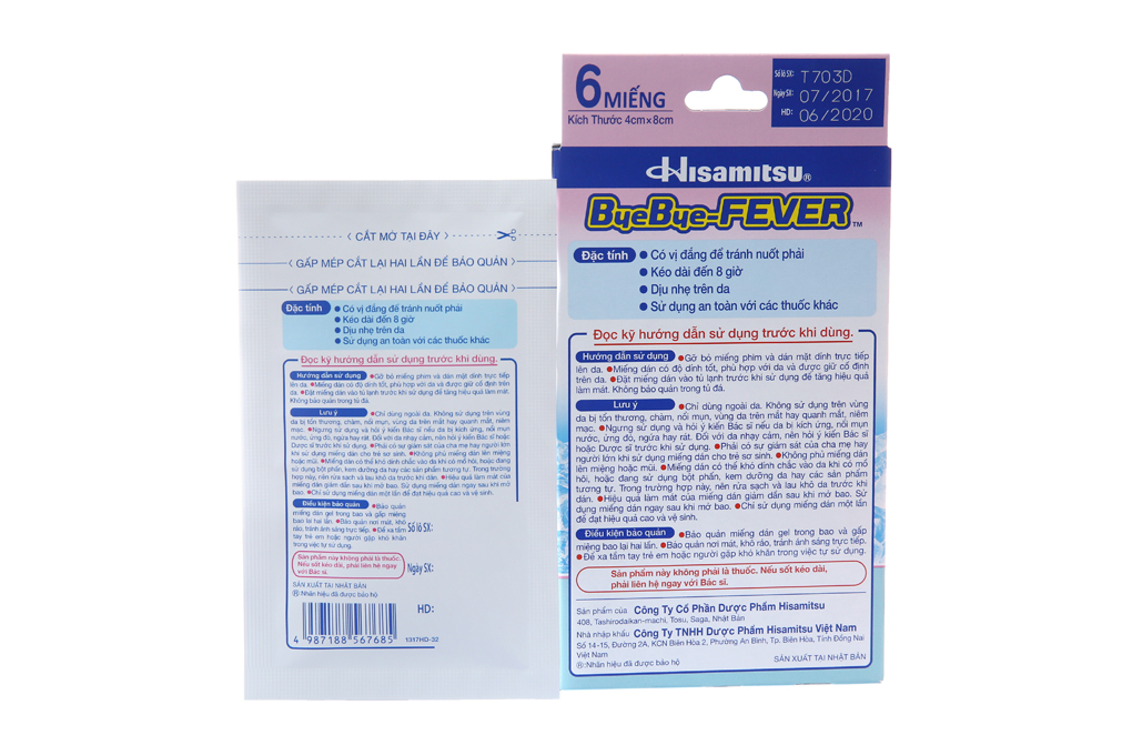 Miếng dán hạ sốt ByeBye Fever làm mát nhanh, hạ sốt cho trẻ 0-2 tuổi