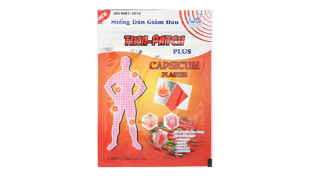 Miếng dán giảm đau Tika-Patch Plus giảm đau vai, đau cơ, đau lưng