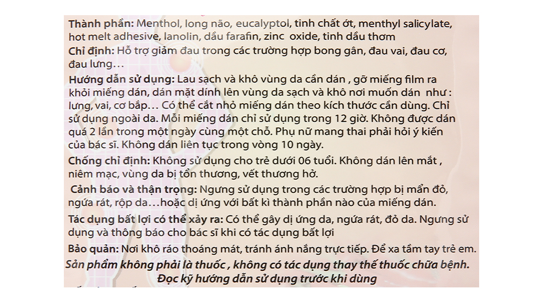 Miếng dán giảm đau Tika-Patch Plus giảm đau vai, đau cơ, đau lưng