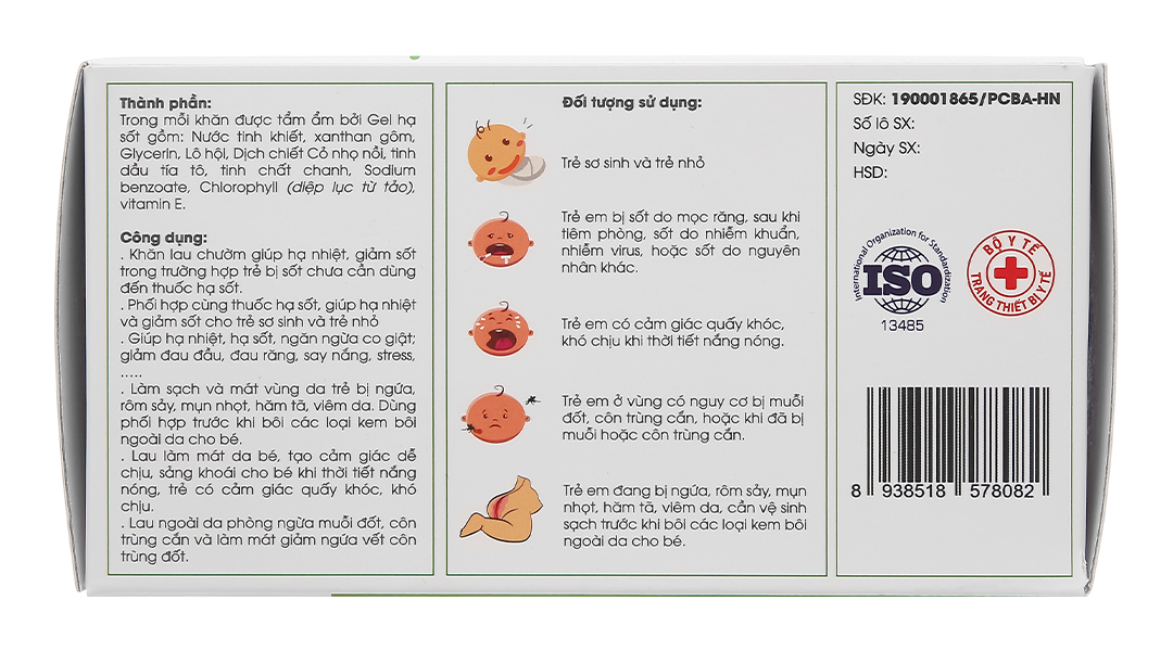 Khăn hạ sốt Dr.Papie 0+ giúp hạ nhiệt, giảm sốt cho bé