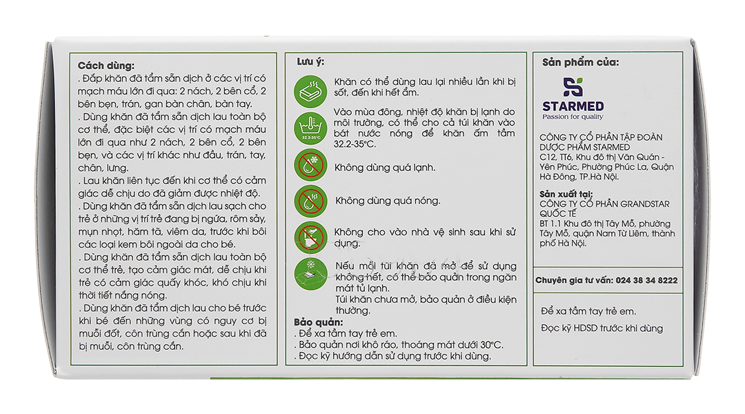 Khăn hạ sốt Dr.Papie 0+ giúp hạ nhiệt, giảm sốt cho bé