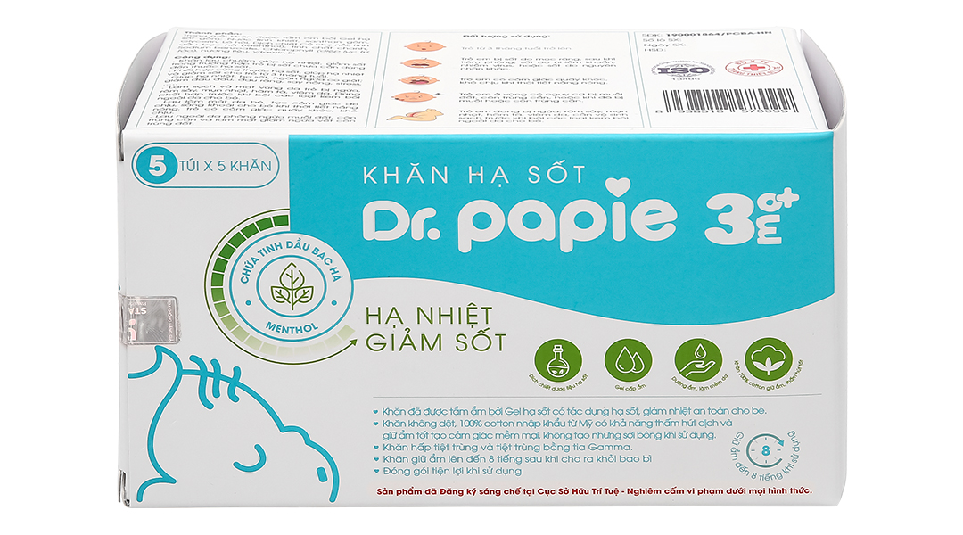 Khăn hạ sốt Dr.Papie 3mo+ cho bé