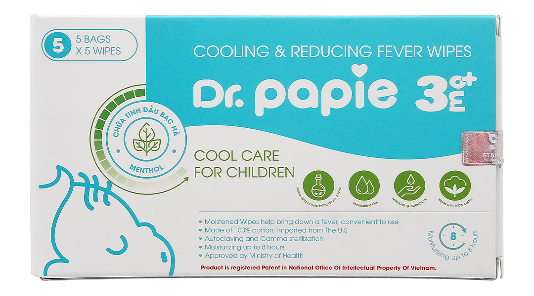 Khăn hạ sốt Dr.Papie 3mo+ cho bé