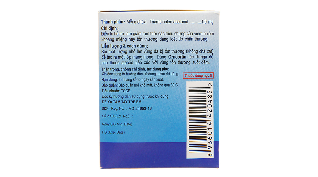 Thuốc mỡ Oracortia 0.1% trị viêm nhiễm khoang miệng