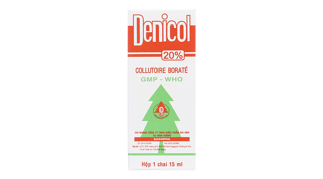 Dung dịch rơ miệng Denicol 20% trị tưa lưỡi, lở miệng, sưng lợi