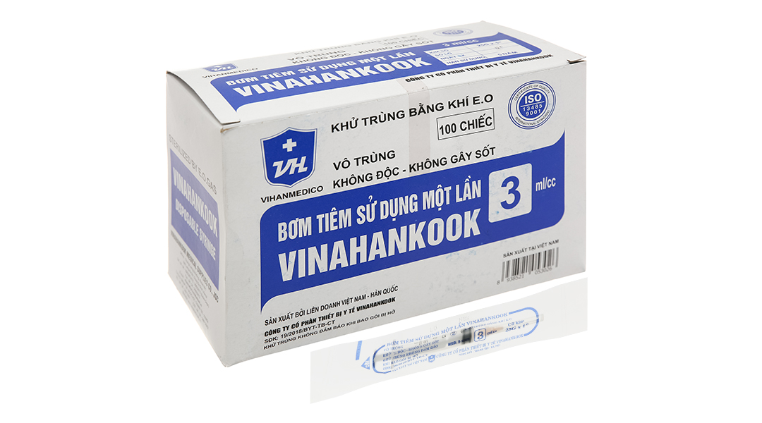 Bơm kim tiêm sử dụng 1 lần Vinahankook 3ml/cc 25G x 1''