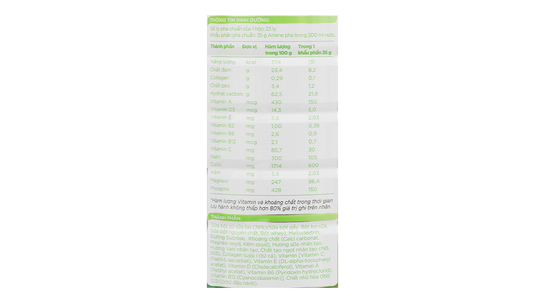 Sữa bột Anlene Gold 3X Hương Vani Trên 40